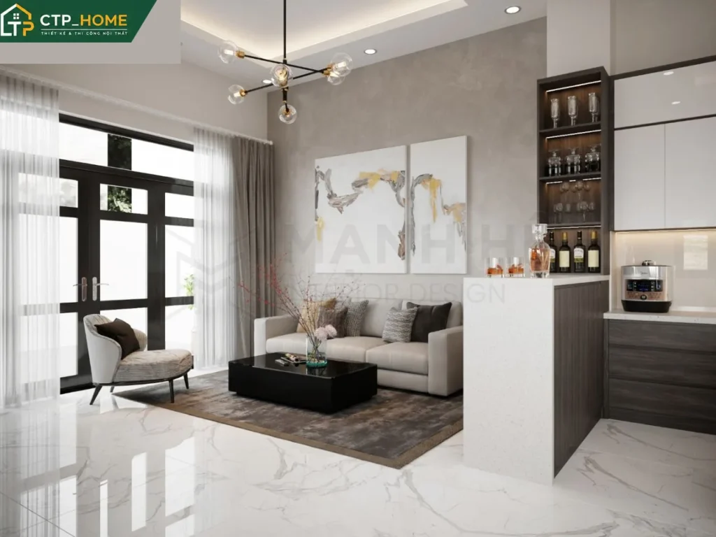 Thiết kế nội thất nhà phố anh Đức Long An 150m2 hiện đại 5 phòng ngủ - Ảnh 2