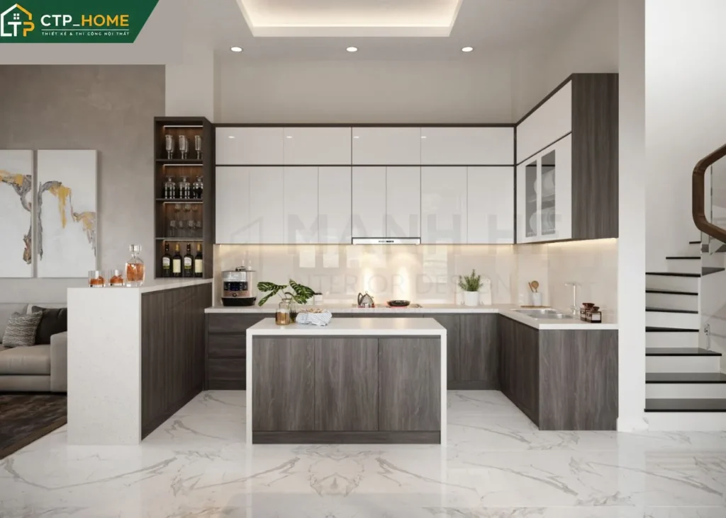 Thiết kế nội thất nhà phố anh Đức Long An 150m2 hiện đại 5 phòng ngủ - Ảnh 4