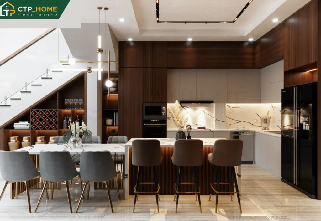Thiết kế nội thất nhà phố Bình Dương 150m2 – Anh Tiến - Ảnh 2