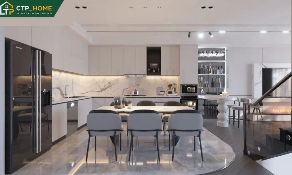 Thiết kế nội thất nhà phố Tiền Giang 150m2 – 4 phòng ngủ hiện đại - Ảnh 2