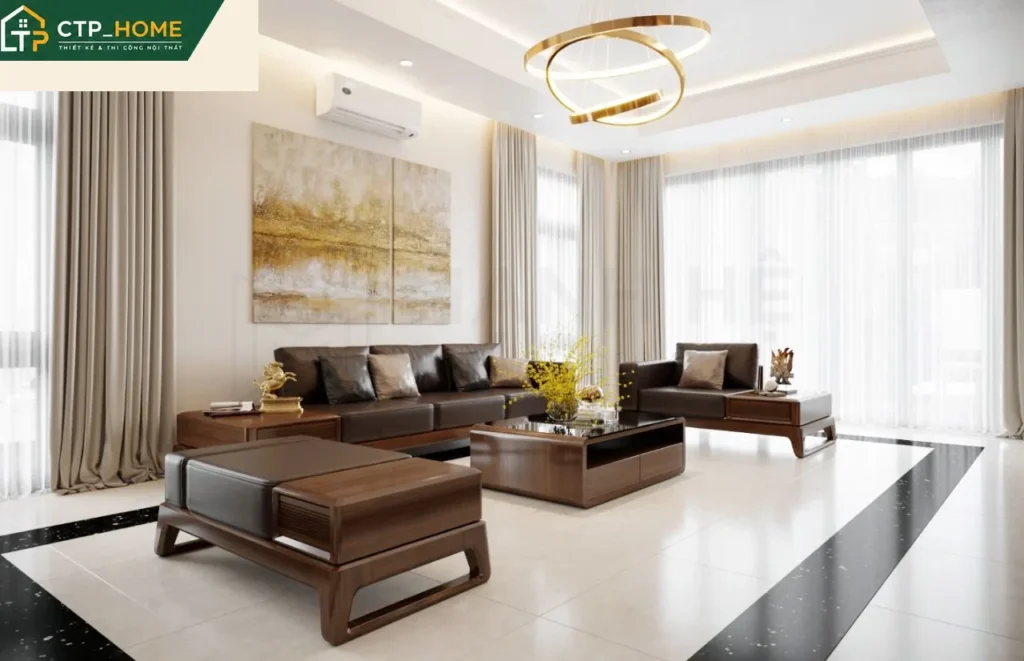 Thiết kế nội thất nhà phố anh Dũng Đồng Nai 255m2 hiện đại sang trọng - Ảnh 3