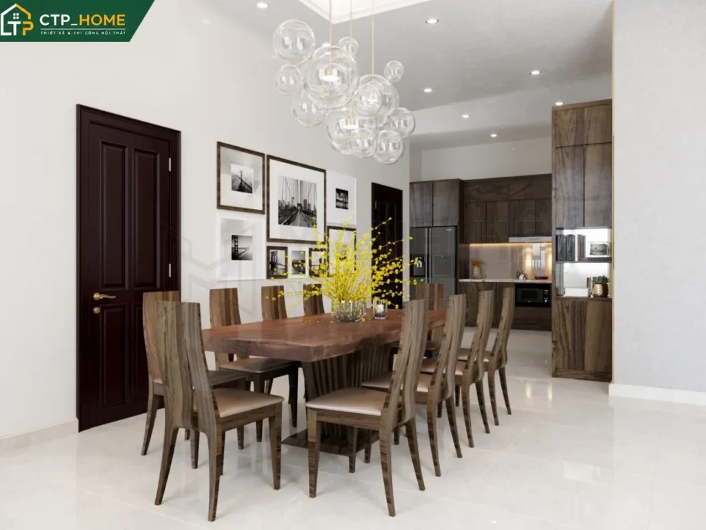 Thiết kế nội thất nhà phố gỗ Óc Chó 3PN tại Đồng Tháp – CTP_HOME - Ảnh 2
