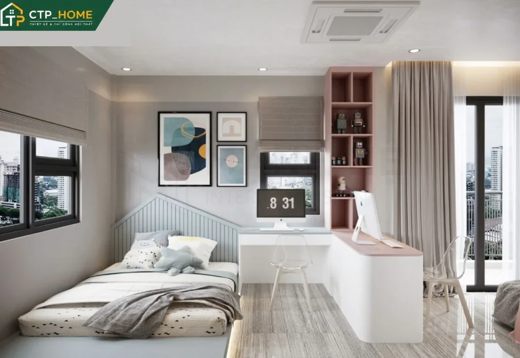 Thiết kế nội thất nhà phố Long An 265m2 – 4 phòng ngủ hiện đại - Ảnh 9