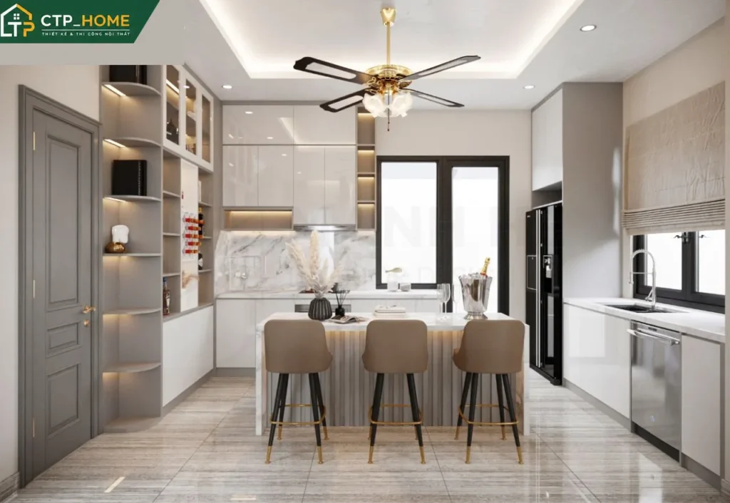 Thiết kế nội thất nhà phố Long An 265m2 – 4 phòng ngủ hiện đại - Ảnh 1