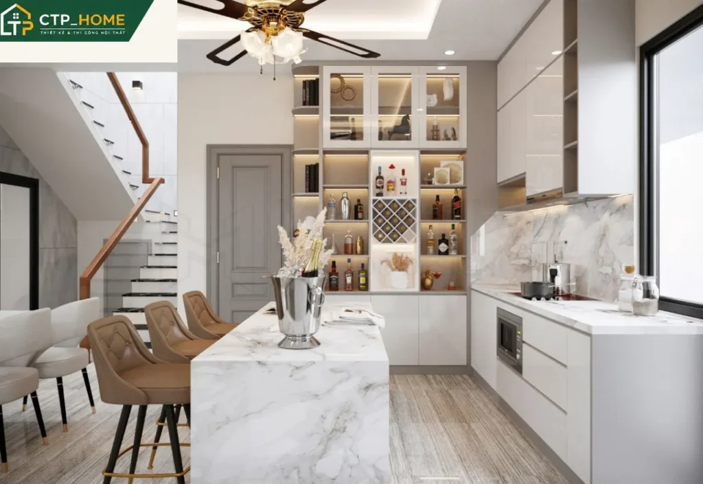 Thiết kế nội thất nhà phố Long An 265m2 – 4 phòng ngủ hiện đại - Ảnh 2