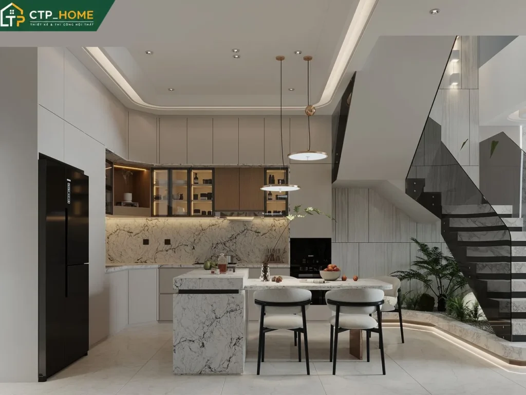 Thiết kế nội thất nhà phố Bình Dương 68m2 – Chị D, 3 tầng hiện đại - Ảnh 4
