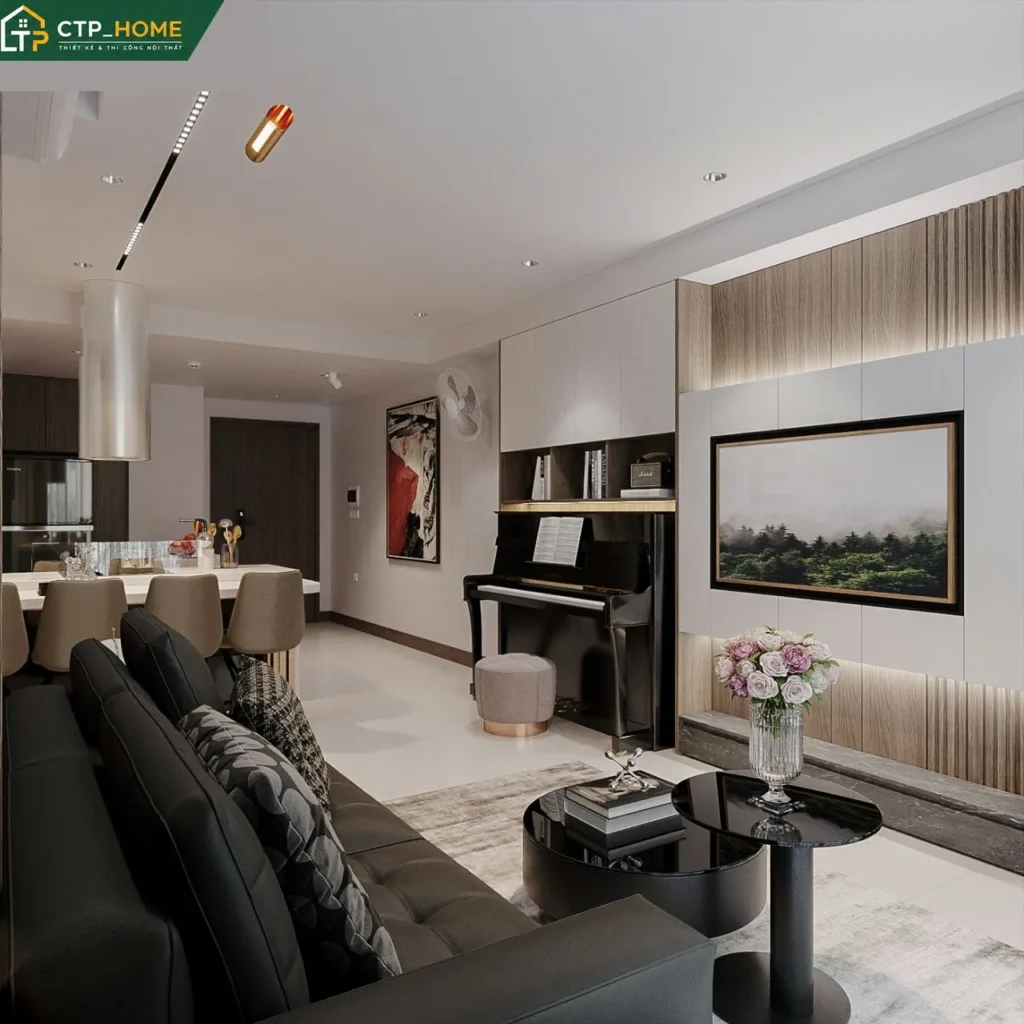 Thiết kế nội thất chung cư One Verandah 80m2 2 phòng ngủ hiện đại - Ảnh 2