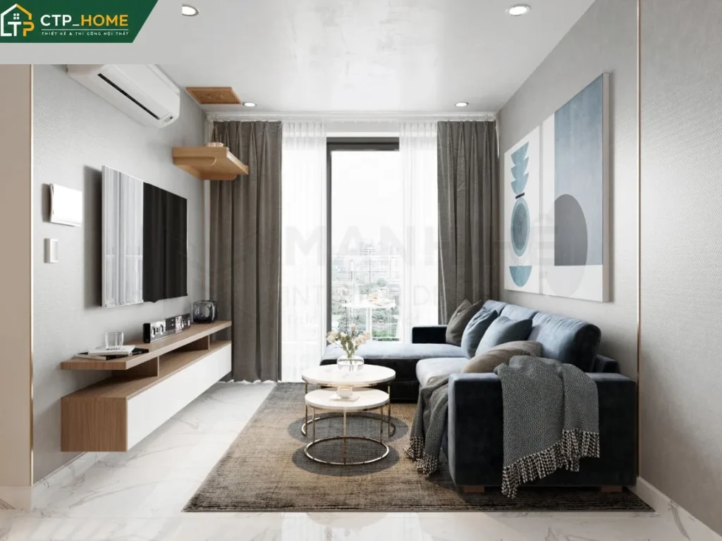 Thiết kế nội thất chung cư One Verandah 70m2 hiện đại cho chị Trang - Ảnh 2
