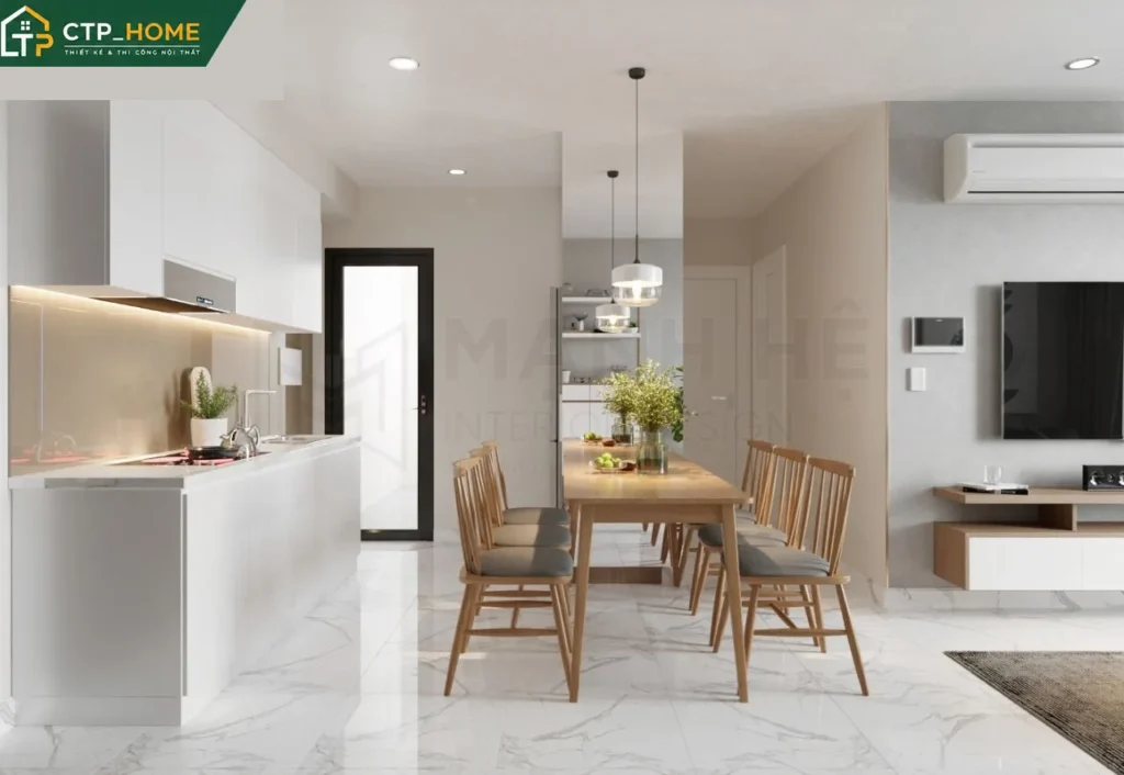 Thiết kế nội thất chung cư One Verandah 70m2 hiện đại cho chị Trang - Ảnh 3