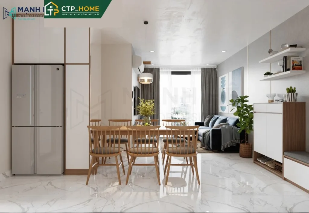 Thiết kế nội thất chung cư One Verandah 70m2 hiện đại cho chị Trang - Ảnh 4