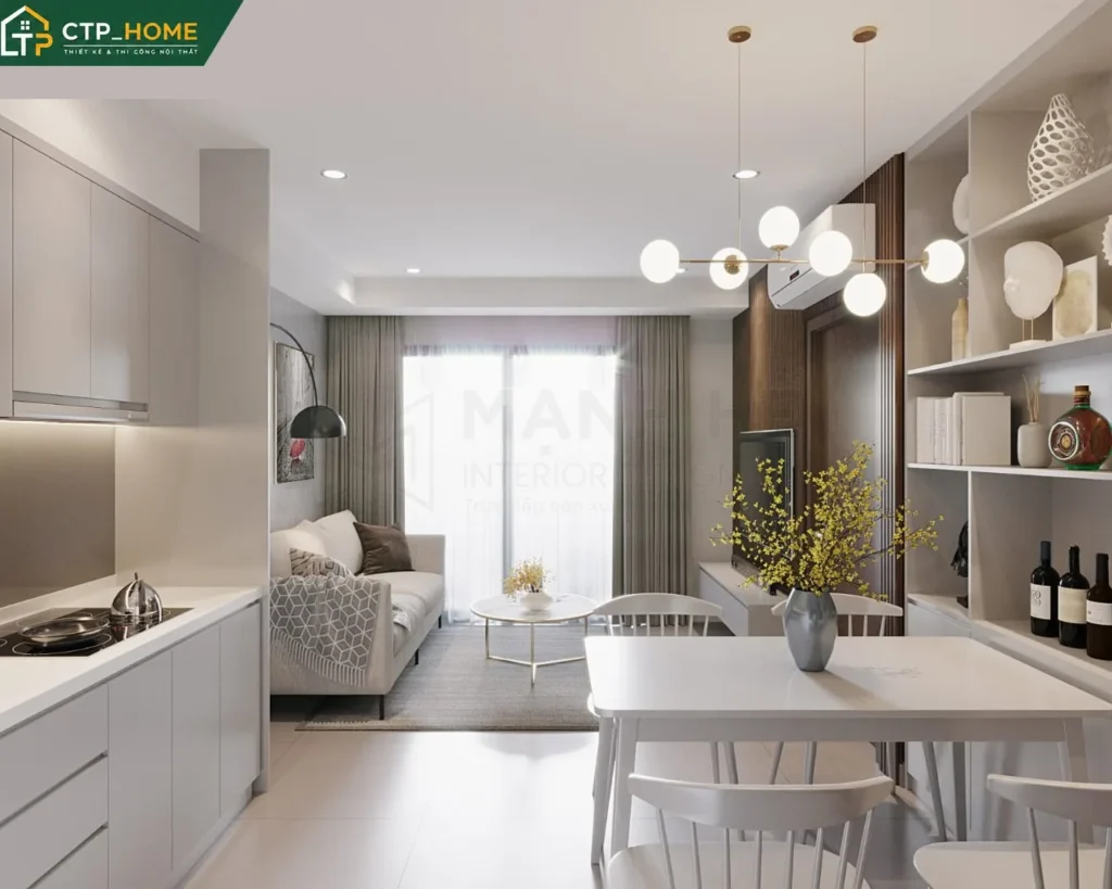 Thiết kế nội thất chung cư River Panorama 54m2 2 phòng ngủ hiện đại - Ảnh 2