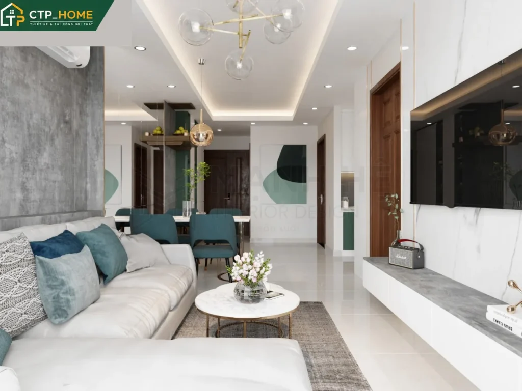 Thiết kế nội thất chung cư Sky Center 74m2 2 phòng ngủ hiện đại tại TP.HCM - Ảnh 4