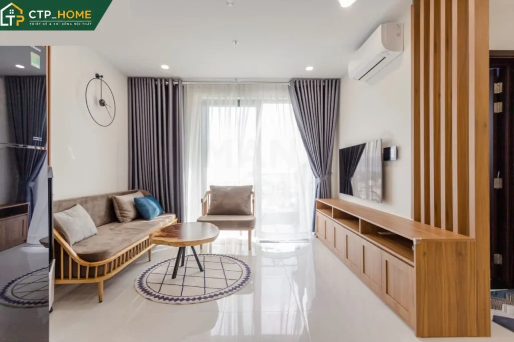 Thiết kế nội thất căn hộ Sky View Bình Dương 95m2 3 phòng ngủ hiện đại - Ảnh 2