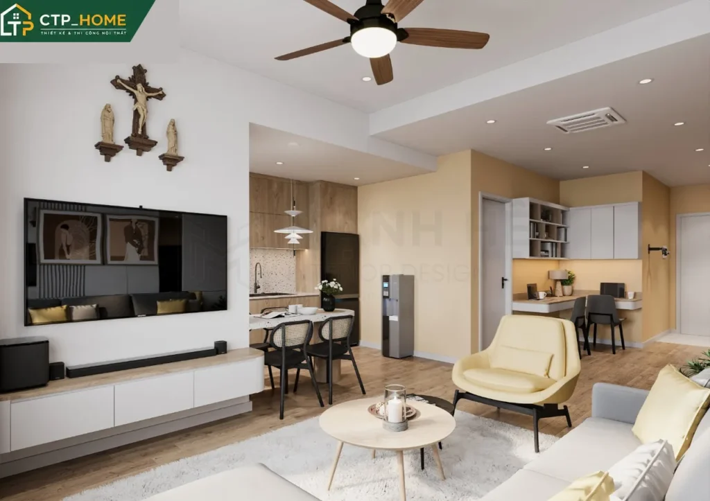Thiết kế nội thất chung cư Sunrise Riverside 72m2 hiện đại cho anh Sinh - Ảnh 2