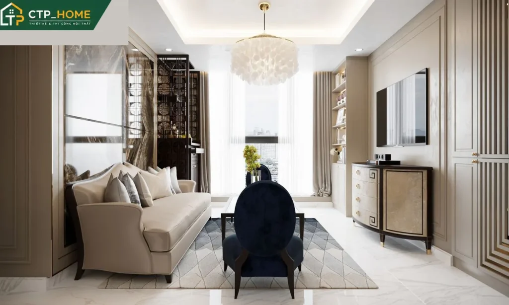 Thiết kế nội thất chung cư Sunwah Pearl 123m2 hiện đại tại Quận 2 - Ảnh 1