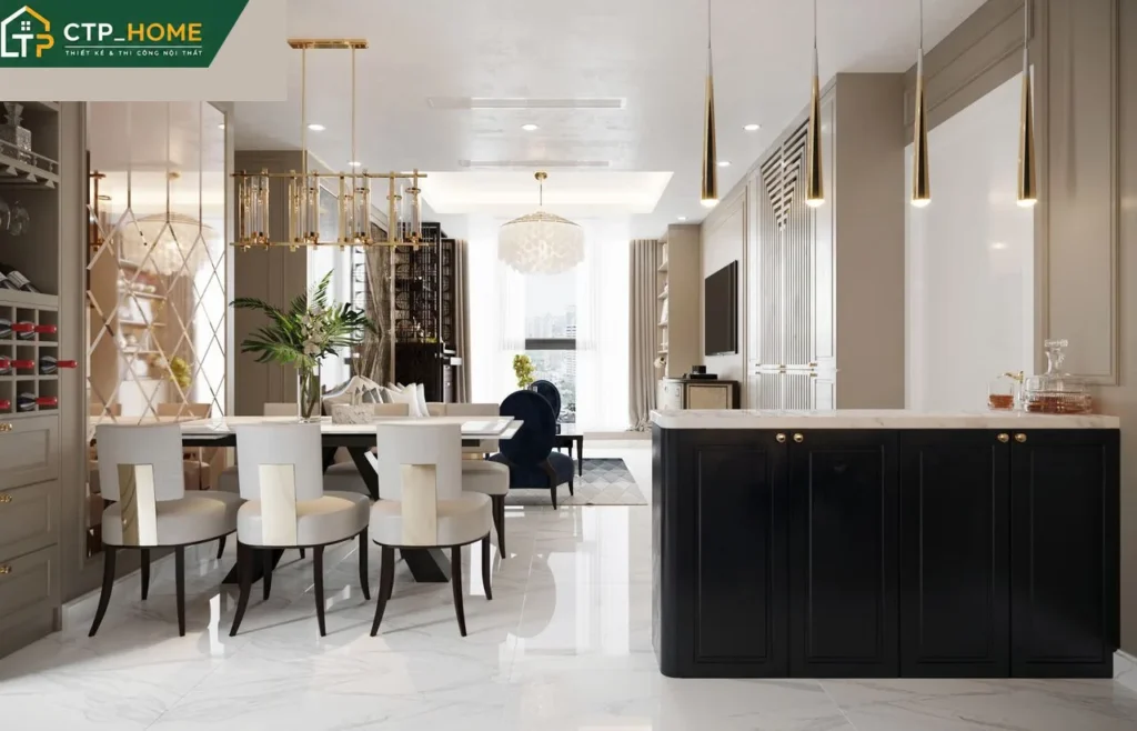 Thiết kế nội thất chung cư Sunwah Pearl 123m2 hiện đại tại Quận 2 - Ảnh 3