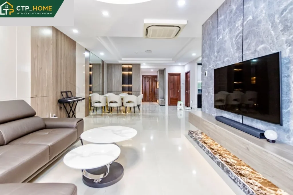 Thiết kế nội thất chung cư Thủy Lợi 4 132m2 hiện đại, sang trọng tại Quận 7 - Ảnh 3