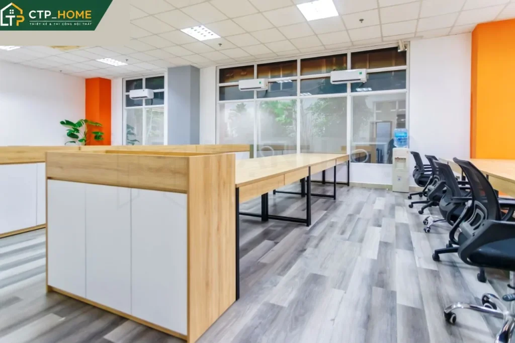 Thi công nội thất văn phòng công ty Green Food 220m2 tại Quận 2 - Ảnh 2