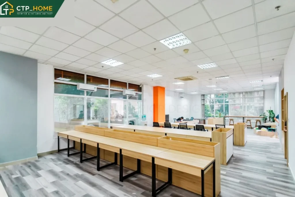 Thi công nội thất văn phòng công ty Green Food 220m2 tại Quận 2 - Ảnh 4