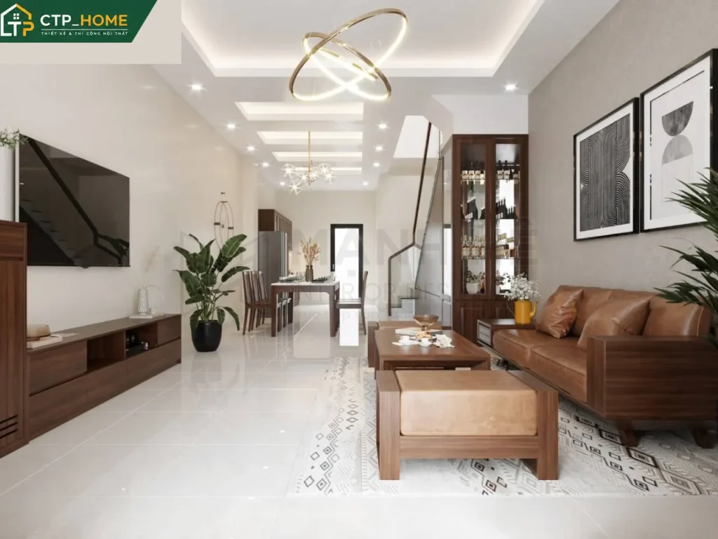 Thiết kế nội thất nhà phố anh Hoàng Long An 150m2 hiện đại tối ưu - Ảnh 2