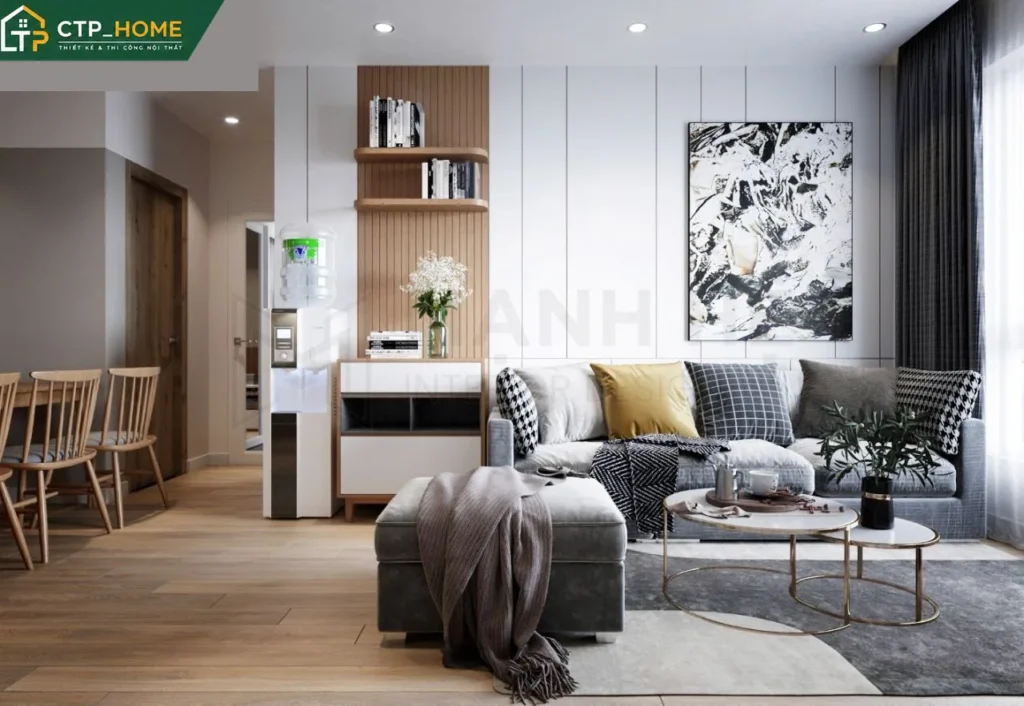 Thiết kế nội thất chung cư Trinity Tower 54m2 2 phòng ngủ hiện đại - Ảnh 1