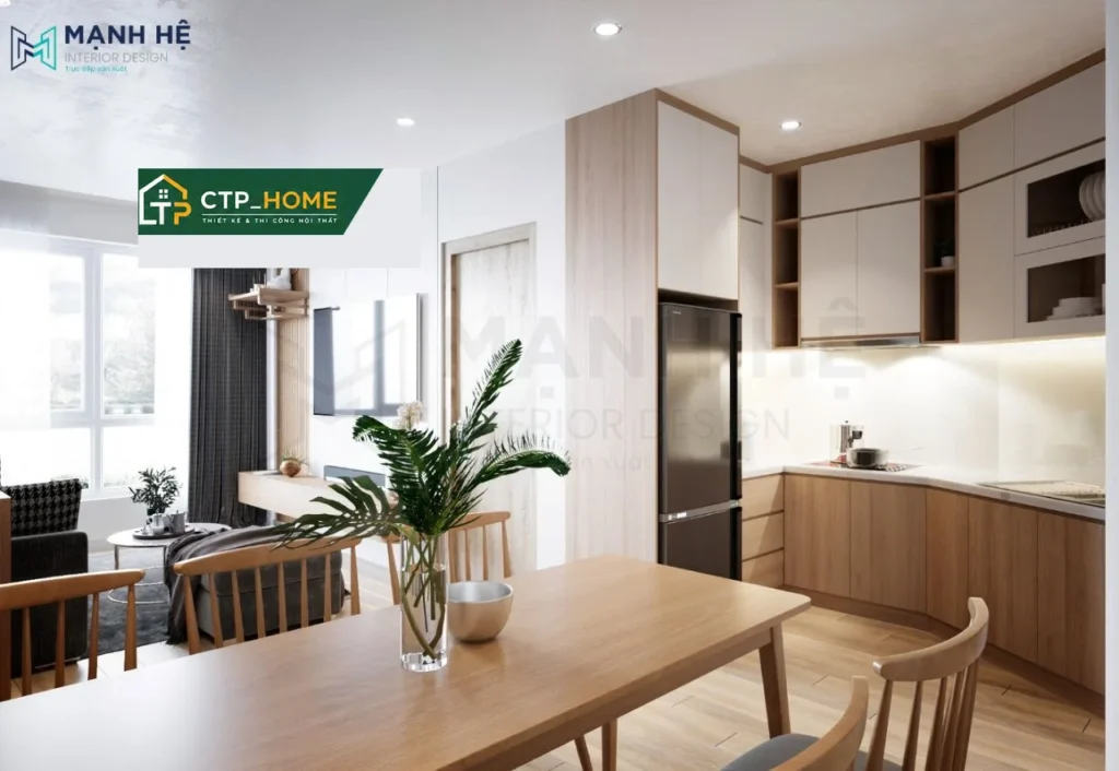 Thiết kế nội thất chung cư Trinity Tower 54m2 2 phòng ngủ hiện đại - Ảnh 3